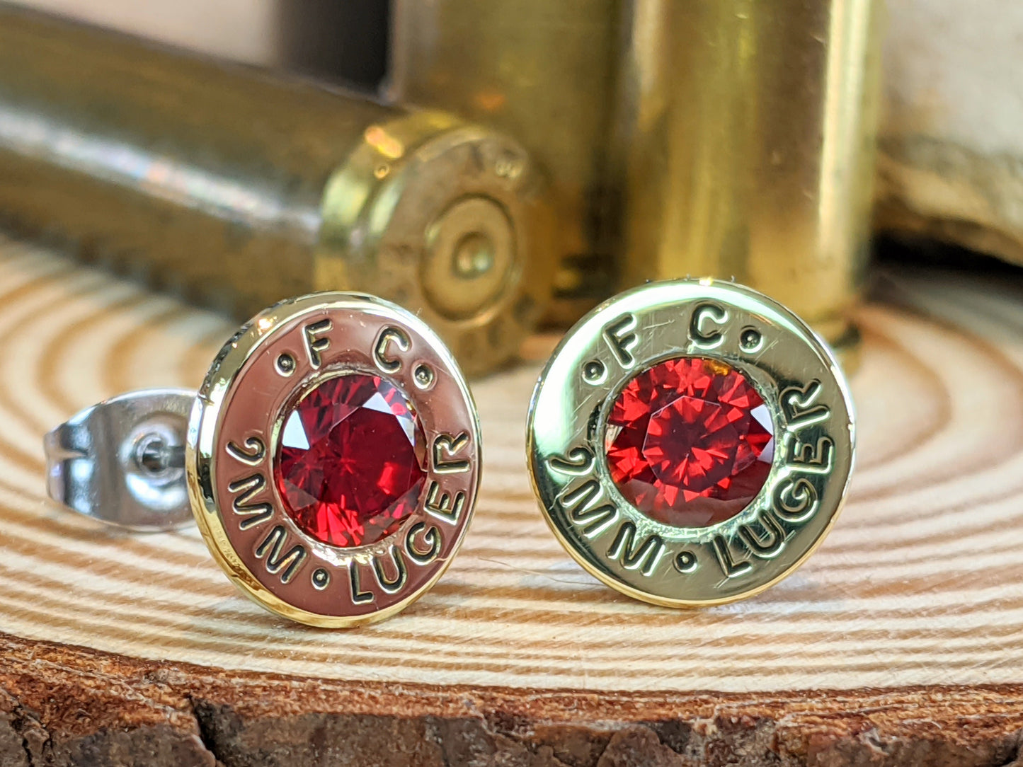 9mm Ruby CZ Earrings